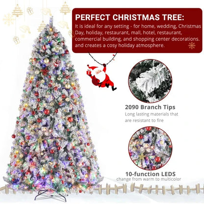 9ft 2094 Branch Automatic Tree Structure PVC Material Green Flocking 900 Lights Warm Color Four Colors 8 Modes Ohberri