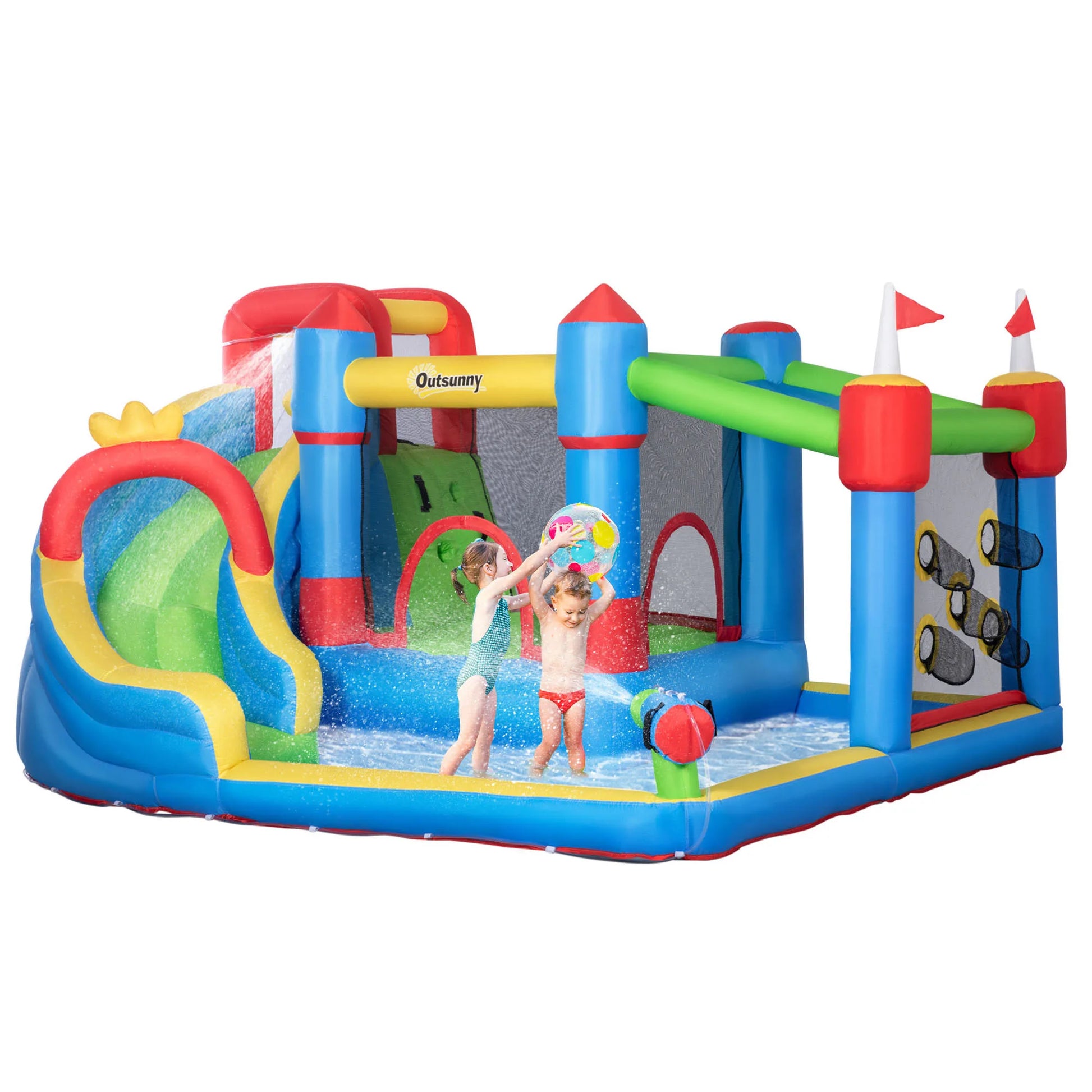 6-in-1 Inflatable Bounce House, Inflatable Water Slide - Ohberri