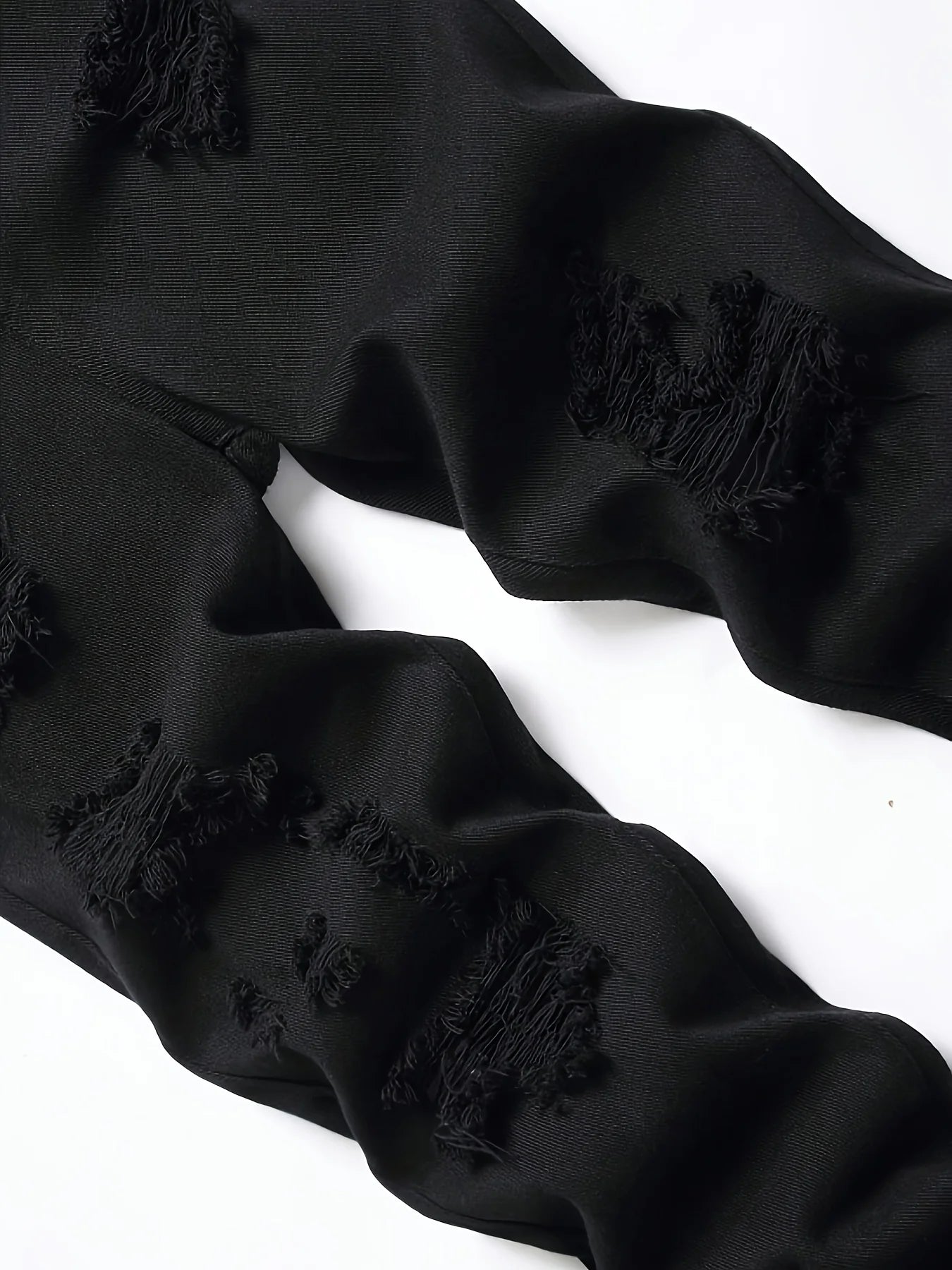 Men's slim fit perforated black denim pants Ohberri