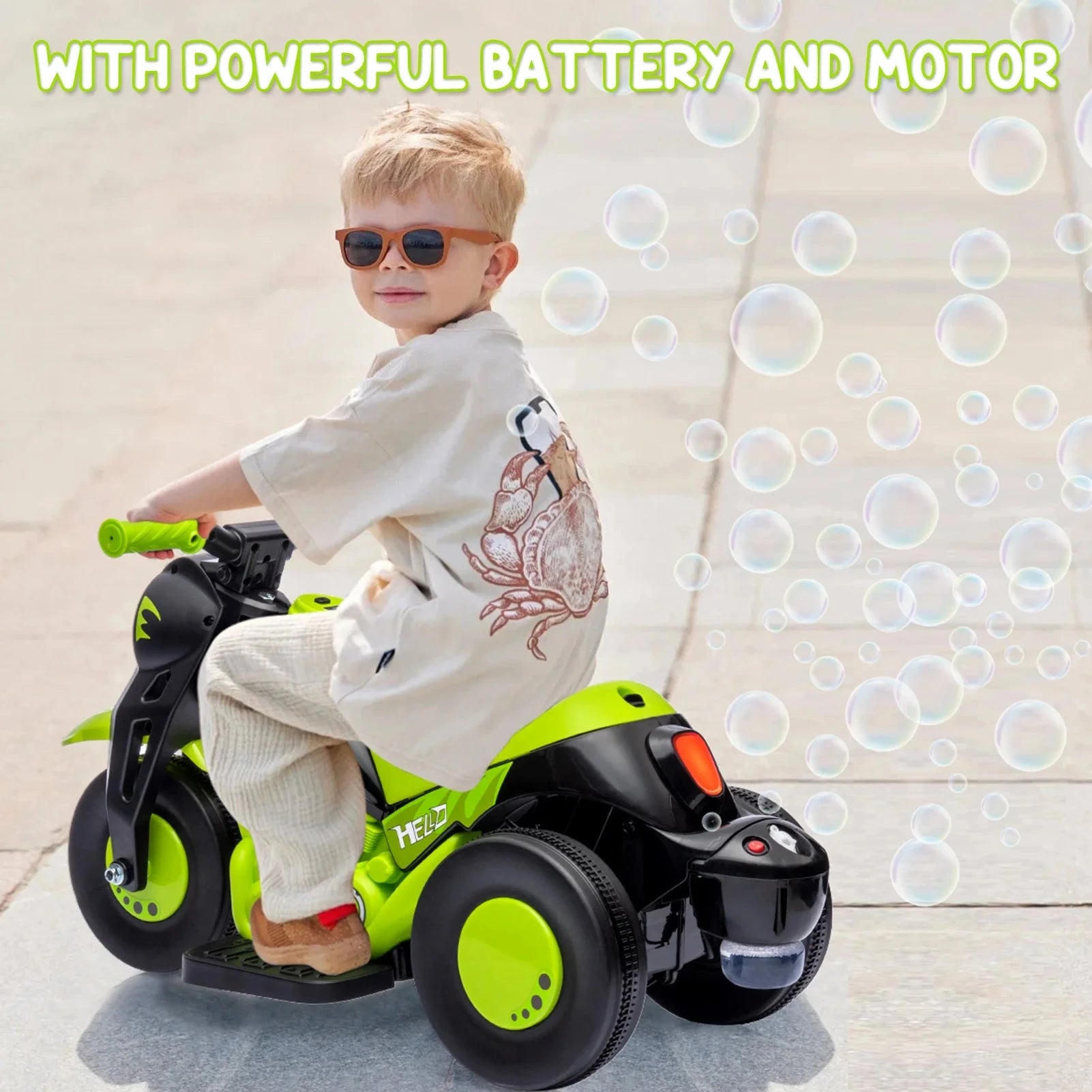 Motorcycle, 6V Battery Powered Electric Motorbike With LED Headlights Ohberri
