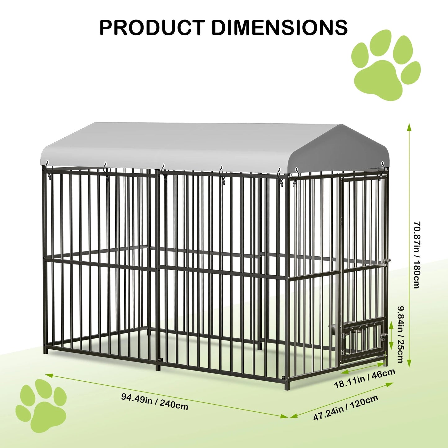 Large Dog Kennel Outside Heavy-Duty Outdoor with Roof, Double Lock, Enclosures with UV-Resistant Ohberri