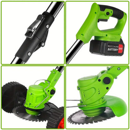 Foldable Brush Cutter Cordless Weed Wacker Electric Weed Eater Edgers with 2 Large Capacity Batteries &13 Blades, - Ohberri