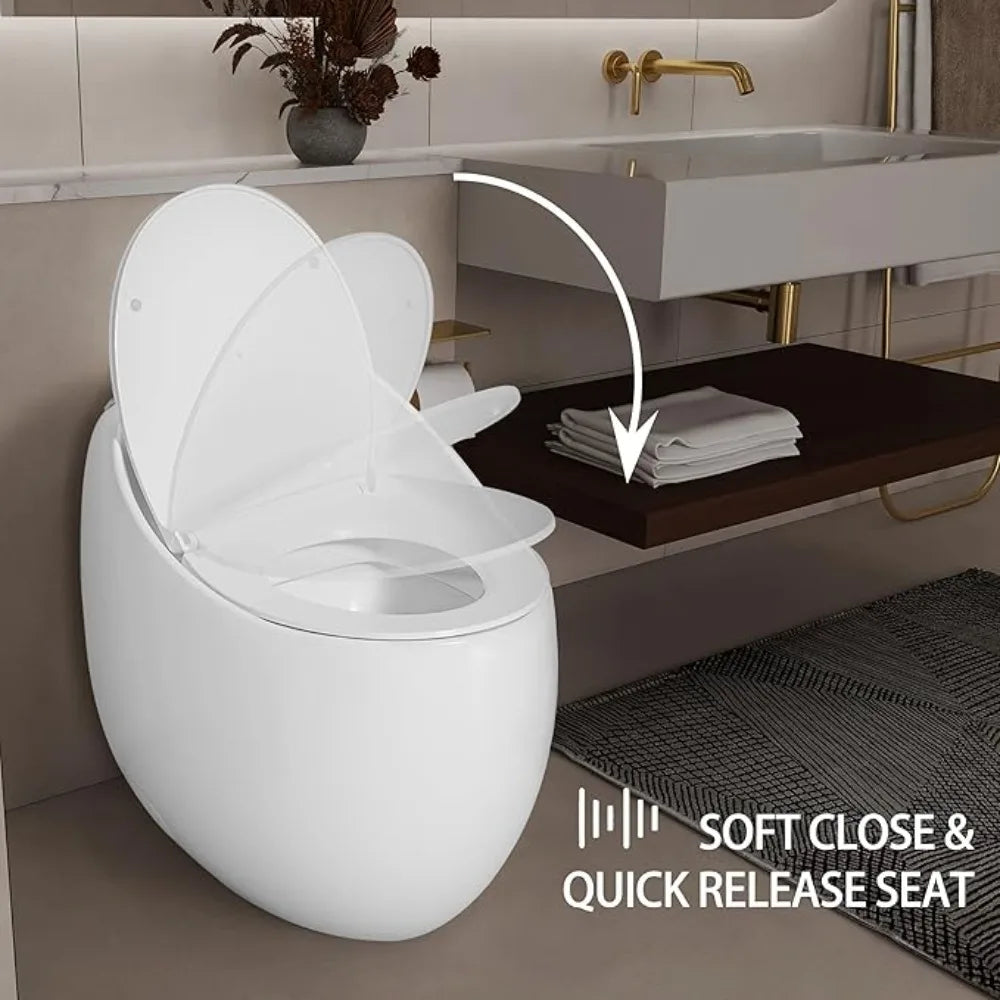 Modern Egg-Shaped Smart Toilet | 1.28 GPF Single Flush Glossy White Ohberri