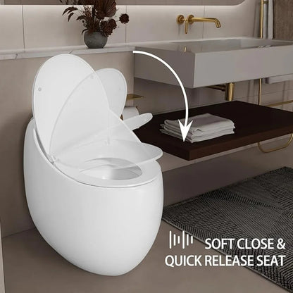 Modern Egg-Shaped Smart Toilet | 1.28 GPF Single Flush Glossy White Ohberri