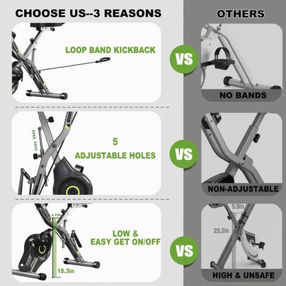 Exercise Bike 5 in 1 Foldable Stationary Bike 16 level Adjustable Ohberri