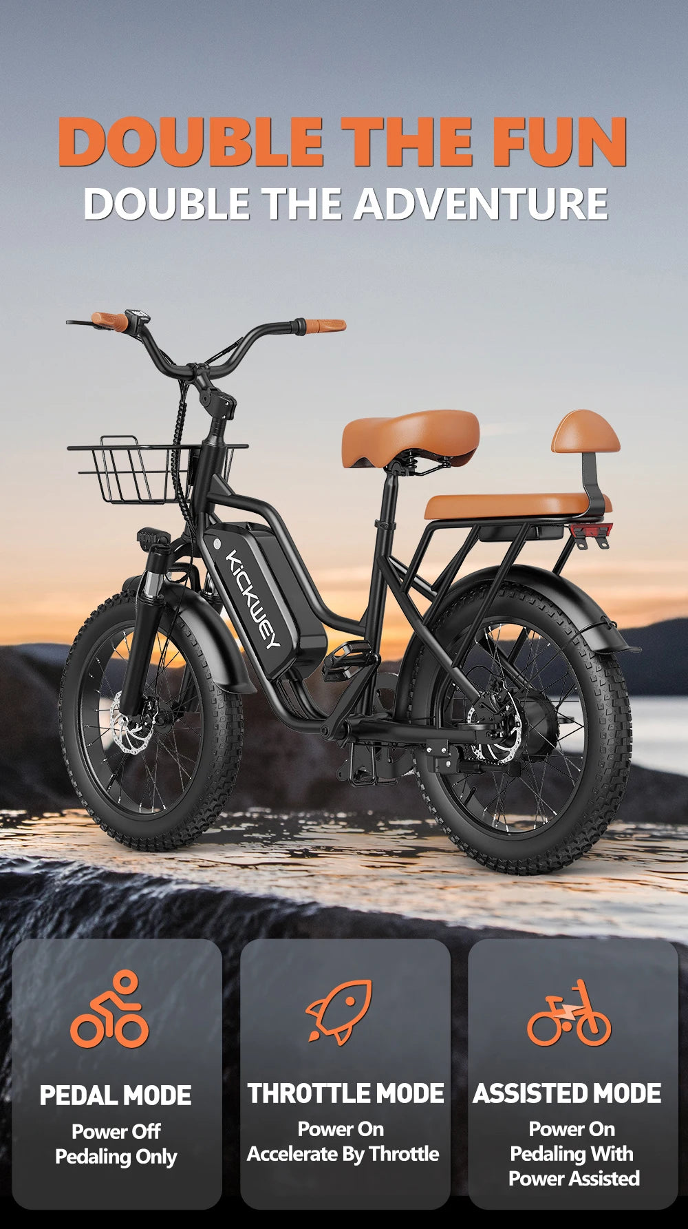 Electric Bike 20'' 1500W Up to 50 Miles 32MPH with 48V 20AH - Ohberri