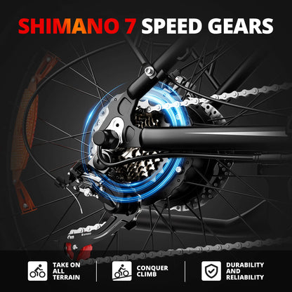 Peak 1500W 48V 15AH 26" Fat Tire Mountain Bike 31mph  Electric Dirt Bike - Ohberri