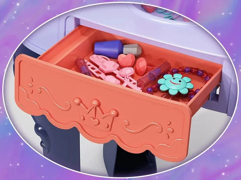 Toddler Vanity Makeup Table with Mirror and Chair Ohberri