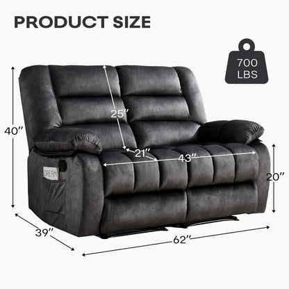 Modern Reclining Sofa with Overstuffed Arms-Grey - Ohberri