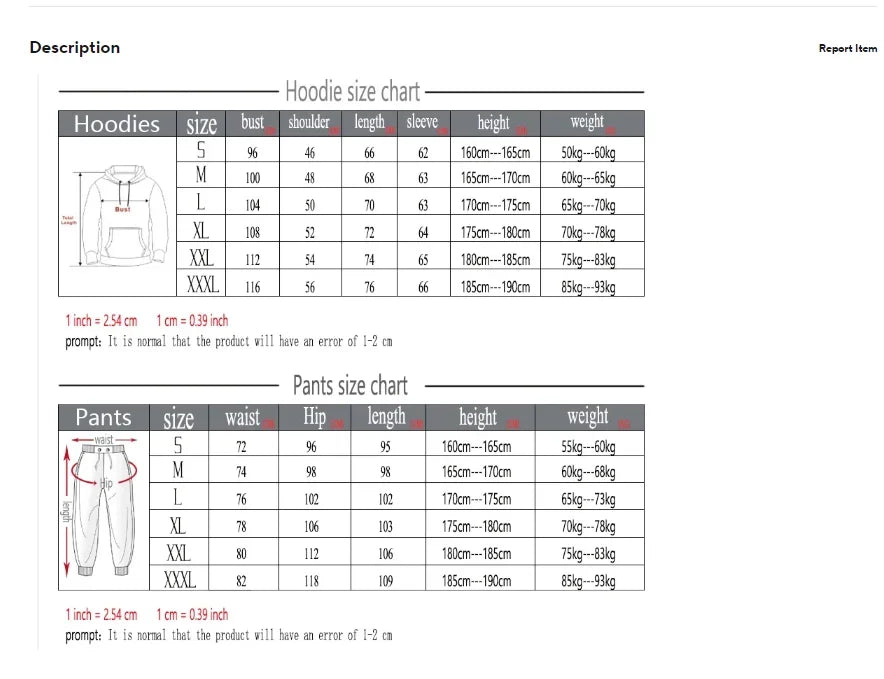 Men's Tracksuit Hoodie Pants 2Pcs Sets Ohberri