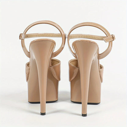 Leather Slim High-heel- Khaki Color Ohberri