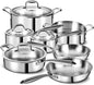 Stainless Steel 11-Piece Cookware Set with Lids Non-Toxic, Induction Ohberri