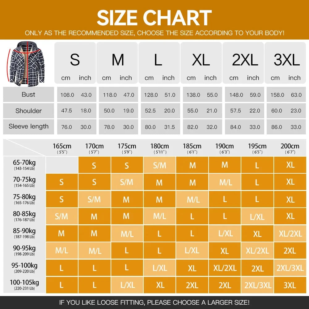 Men's Jackets Winter Hooded Warm Coat Casual Thicken Plaid Ohberri