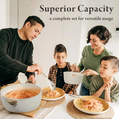 24 Pcs Pots and Pans Set, Non Stick Ceramic Cookware Set with 3 Stockpots, Healthy Non-Toxic, Large Capacity Ohberri