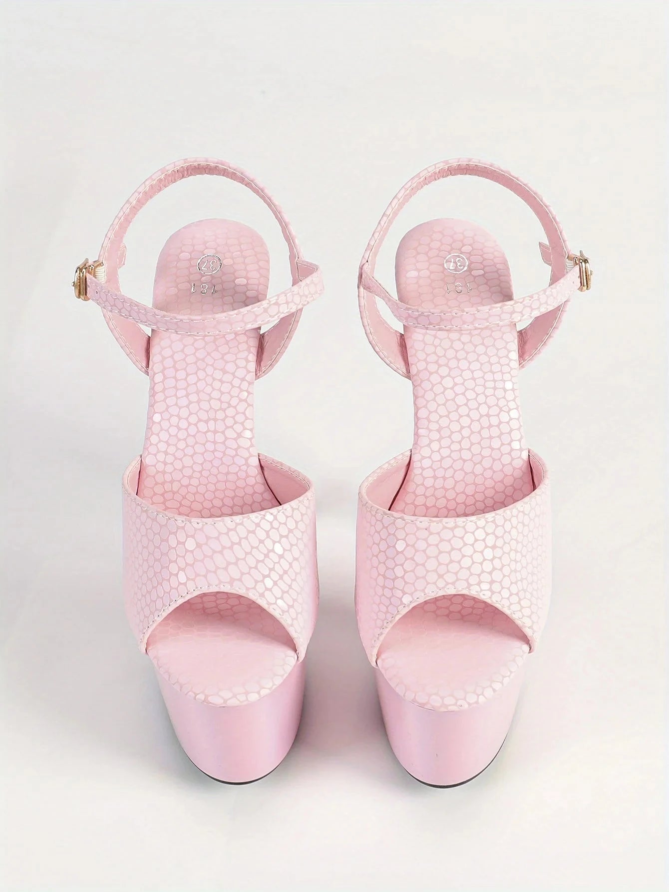 Black Waterproof Stiletto High Heels 6.69inch Platform Stone Pattern Ohberri