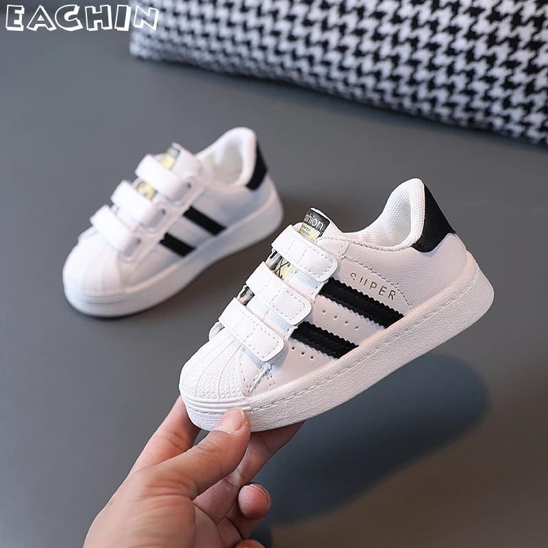 Children's Sneakers Kids Fashion Design White Non-slip Casual Shoes Boys Girls Hook Breathable Sneakers Toddler Outdoor Shoes Ohberri