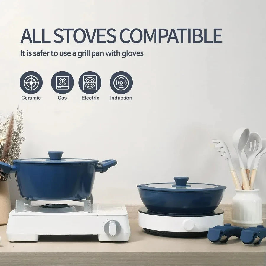 23pcs Ceramic Pots and Pans Set with Nonstick Surface and Detachable Handles for Induction Ohberri