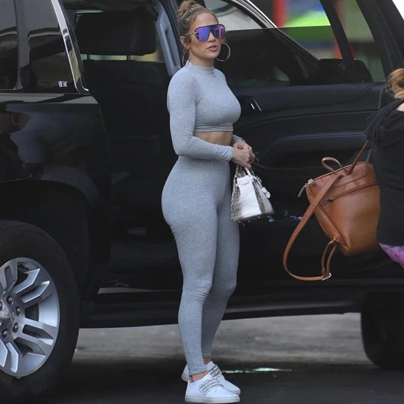 Two Piece Sets Women Tracksuits High Waist Stretchy Sportswear Ohberri