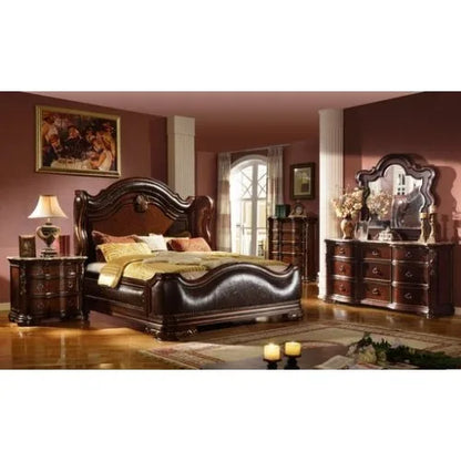 Traditional style King 5pc Bedroom set made with wood in Dark Walnut - Ohberri