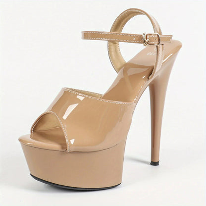 Leather Slim High-heel- Khaki Color Ohberri