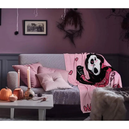 Pink horror ghost face blanket Ohberri