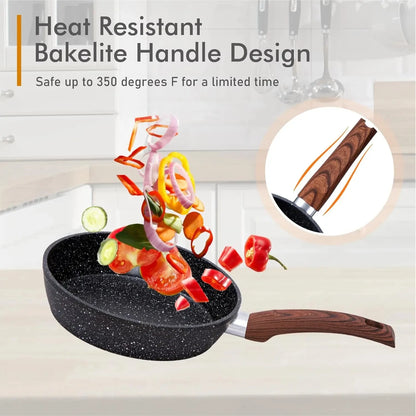 Pots and Pans Set Non Stick, 12 Piece Nonstick Kitchen Cookware Sets, Nonstick Granite Ohberri