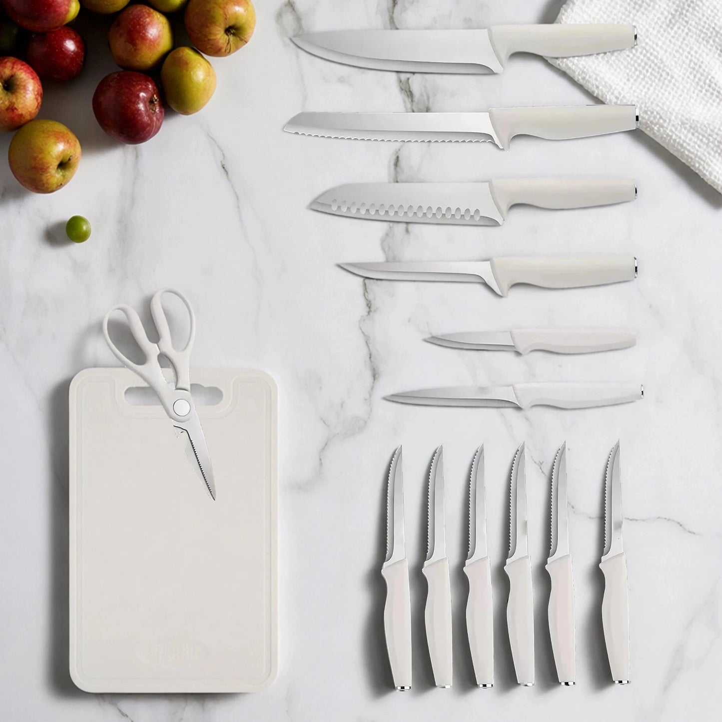 15-piece kitchen stainless steel knife set with knife holder Ohberri