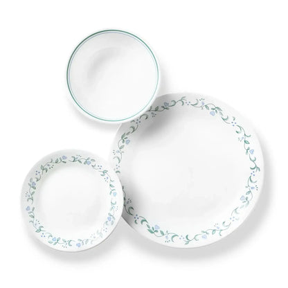 Country Cottage, White and Green Round 12-Piece Dinnerware Set Ohberri