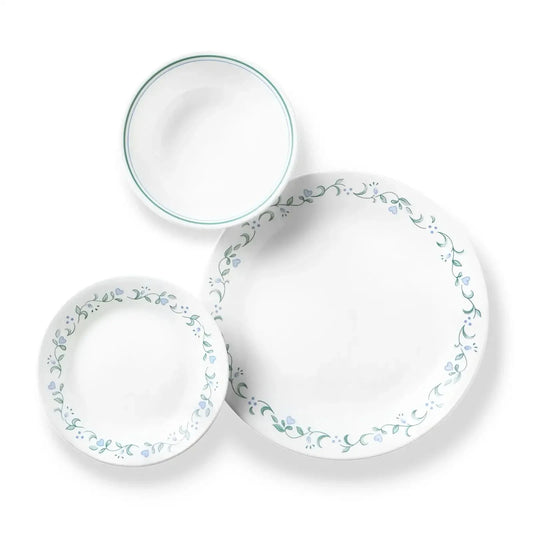 Country Cottage, White and Green Round 12-Piece Dinnerware Set Ohberri