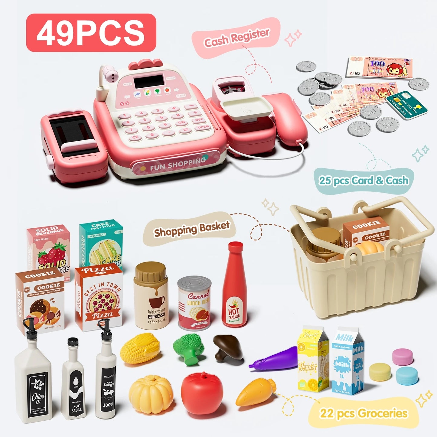 Supermarket Cash Register Electronic Simulation Pretend Play - Ohberri