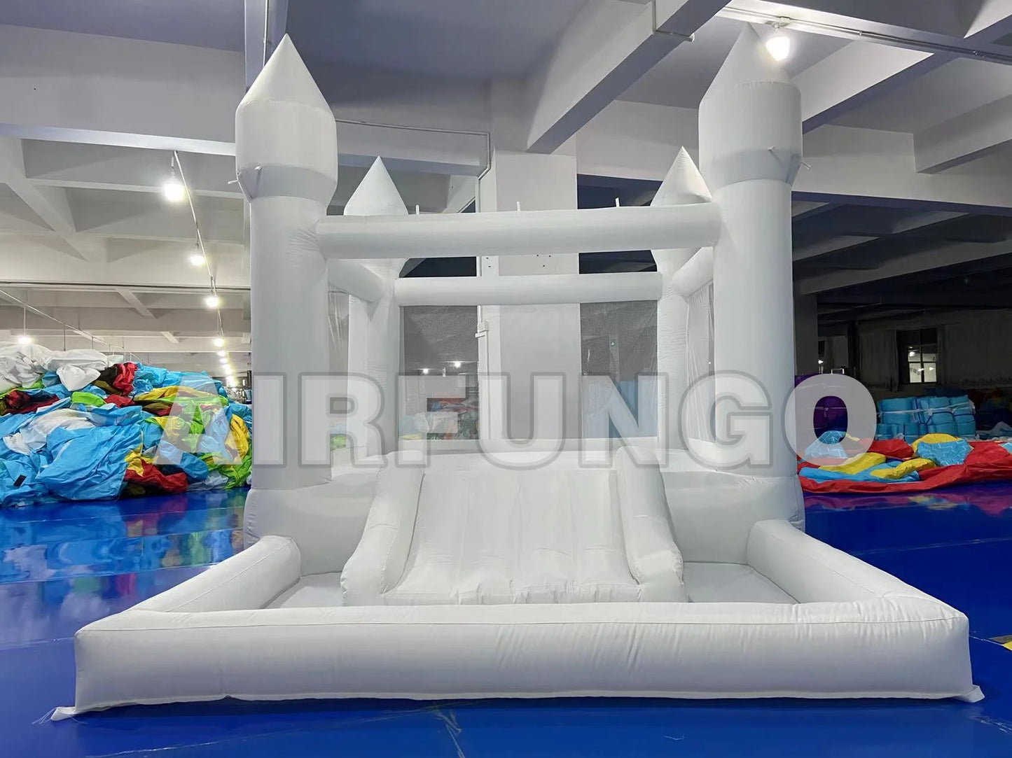 9x9x7ft Soft Play White Bounce House With Slide Ball Pit - Ohberri
