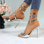 Strappy Gold Stilettos - Lace-Up Ankle Wrap Heels Ohberri