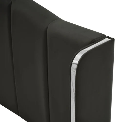 3 Pieces Bedroom Set with Queen Size PU Leather Upholstered Platform Bed and Elegant PU Nightstand with 2 Drawers , Black - Ohberri