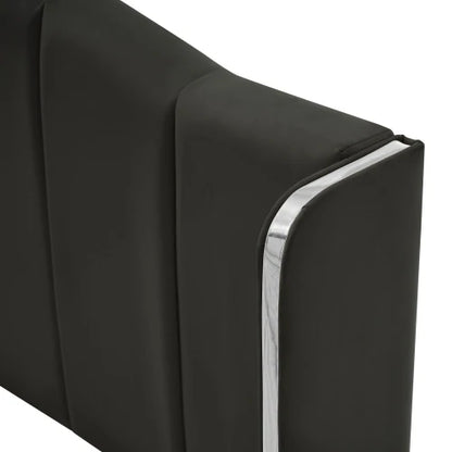 3 Pieces Bedroom Set with Queen Size PU Leather Upholstered Platform Bed and Elegant PU Nightstand with 2 Drawers , Black - Ohberri