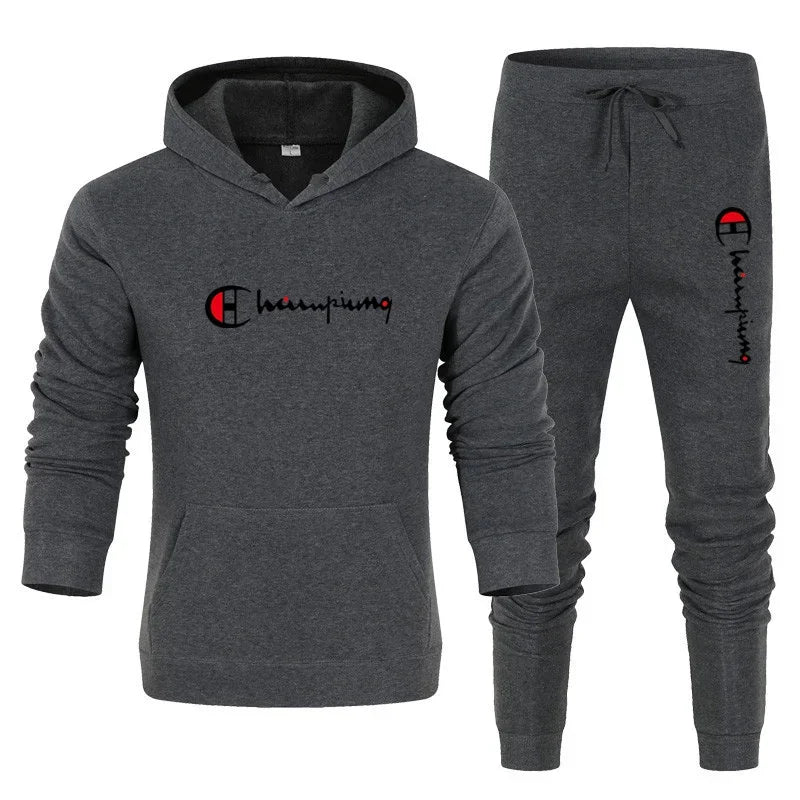 Men's Tracksuit Hooded Sweatshirt+Sweatpants 2 Pcs Sets Ohberri