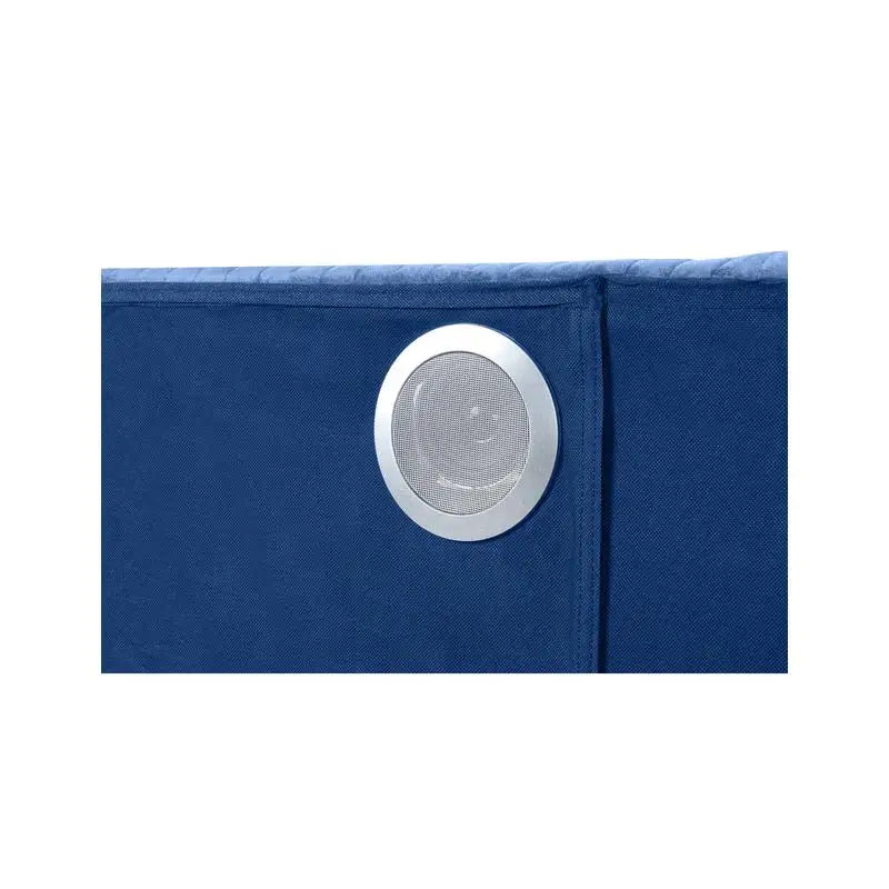 Modern Upholstery King 4-Piece Bedroom Set with Bed, Nightstand, Dresser, Mirror, and Fireplace in Blue Wood - Ohberri