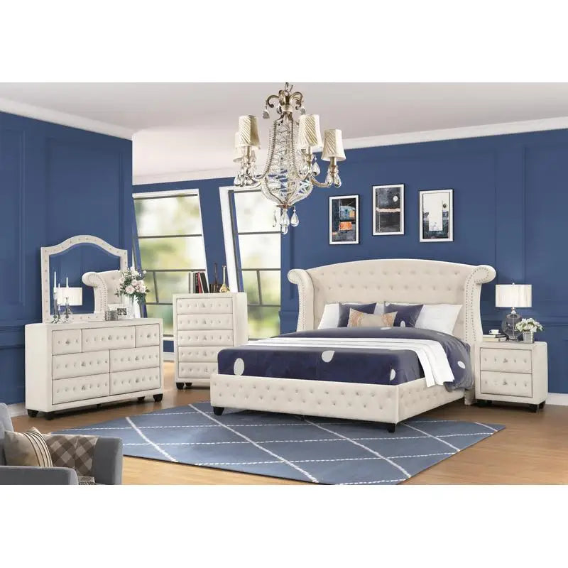 5 Pc Bedroom Set, Wood, Cream Color, NJ Inventory - Ohberri