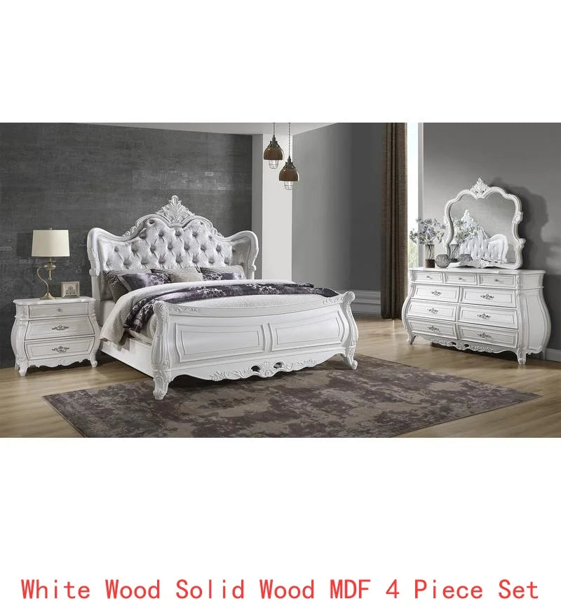 Modern 5-Piece Queen Bedroom Set in Pearl White Wood Finish - Ohberri