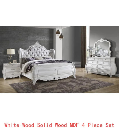Modern 5-Piece Queen Bedroom Set in Pearl White Wood Finish - Ohberri