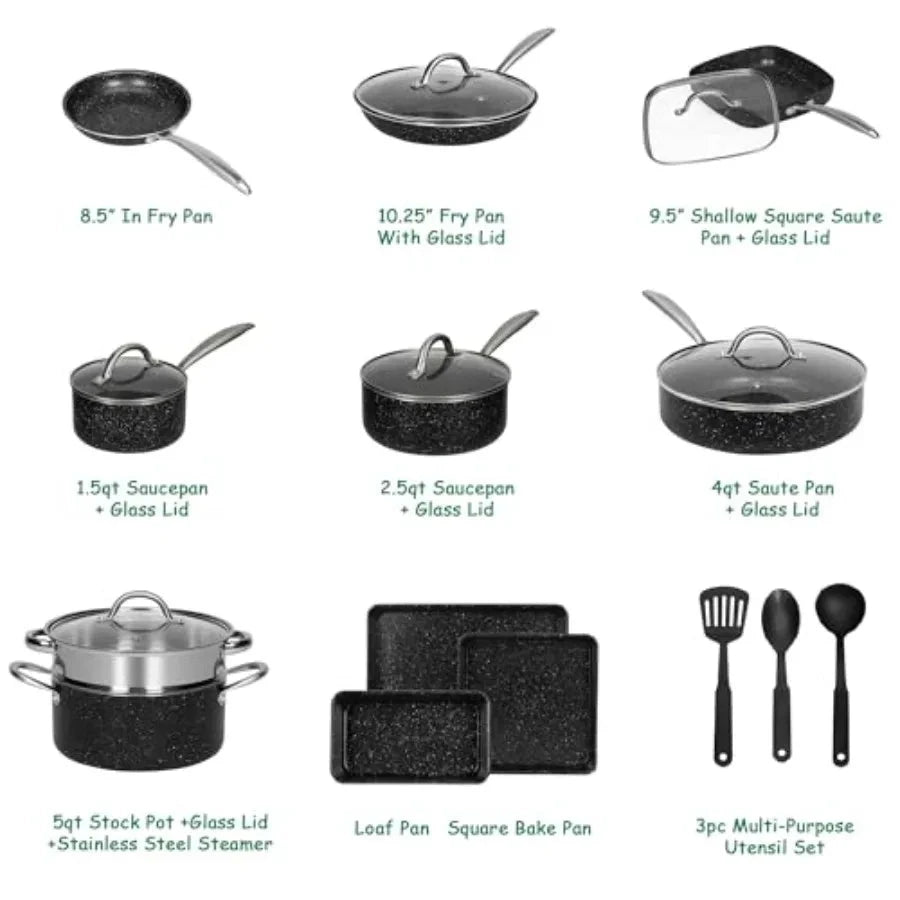 20pcs Pots and Pans Set Non Stick Kitchen Ohberri