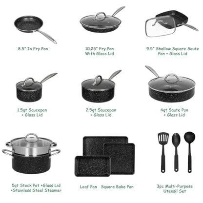 20pcs Pots and Pans Set Non Stick Kitchen Ohberri