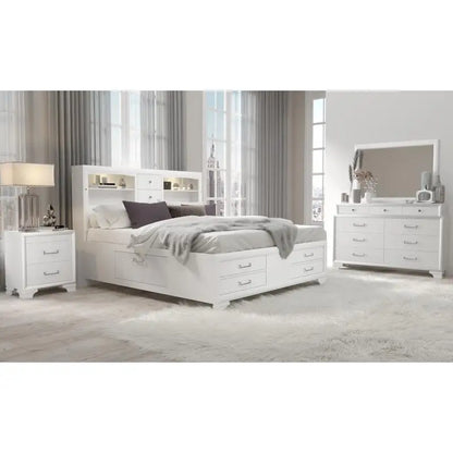Queen Bedroom Set 5PC White - Modern - Ohberri