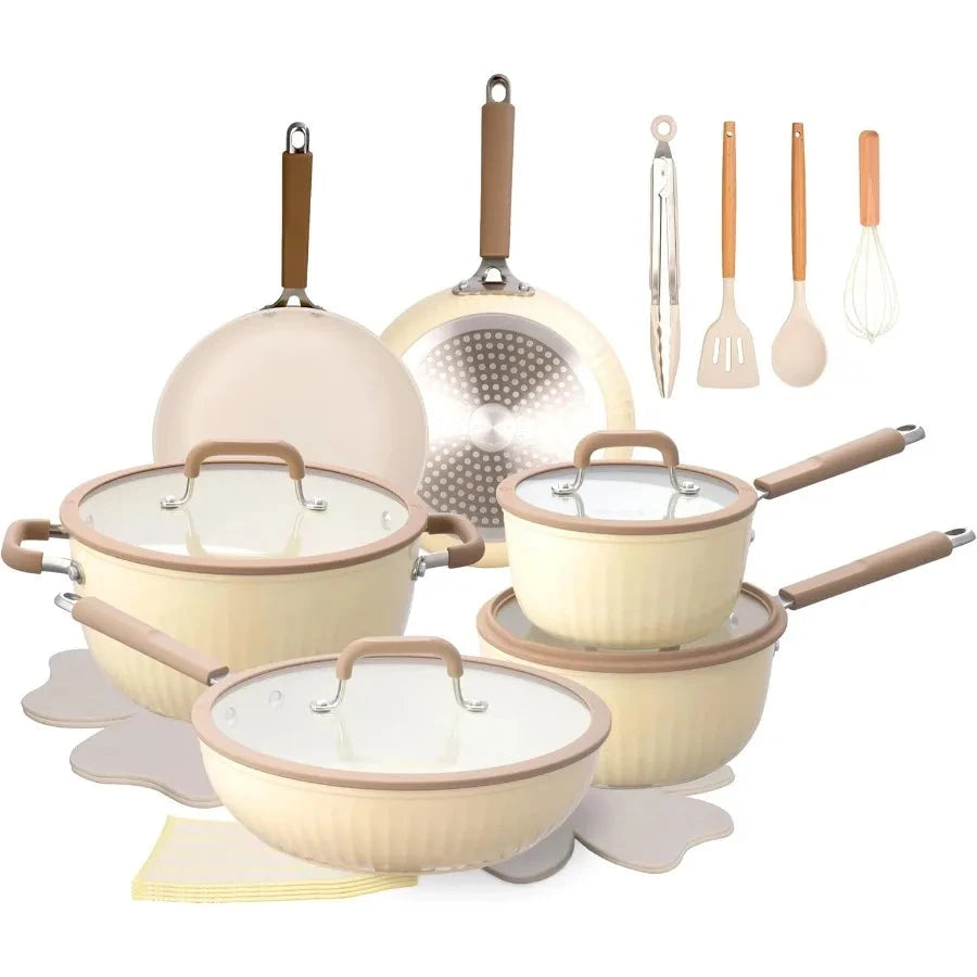 22Pcs Pots and Pans Set Non Stick Ceramic Induction Ohberri