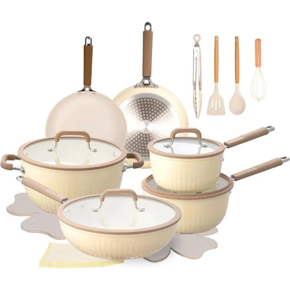 22Pcs Pots and Pans Set Non Stick Ceramic Induction Ohberri