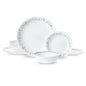 Country Cottage, White and Green Round 12-Piece Dinnerware Set Ohberri