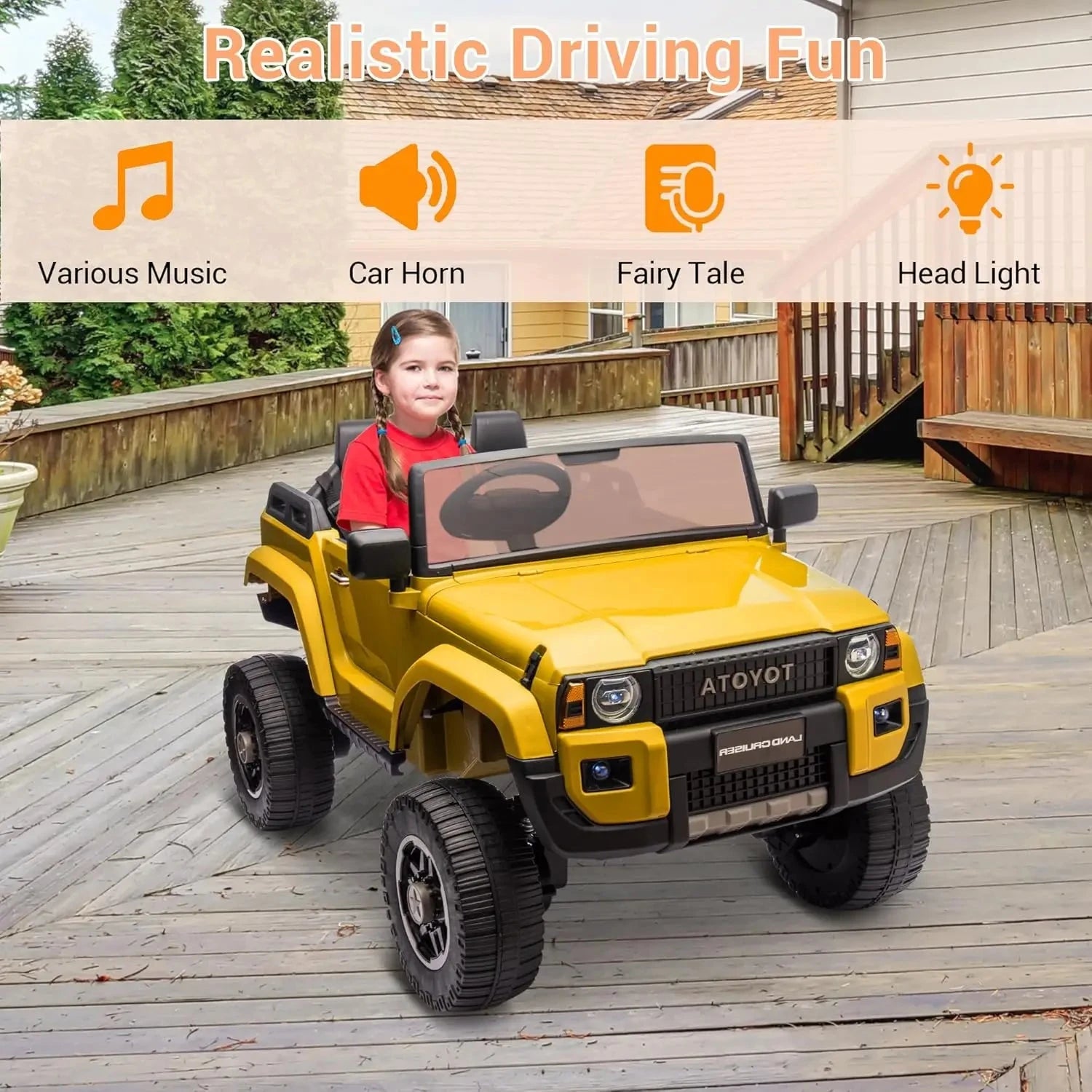 Kids Electric Ride On Car 24V 2-Seater Ride-On Truck with Remote Control Ohberri