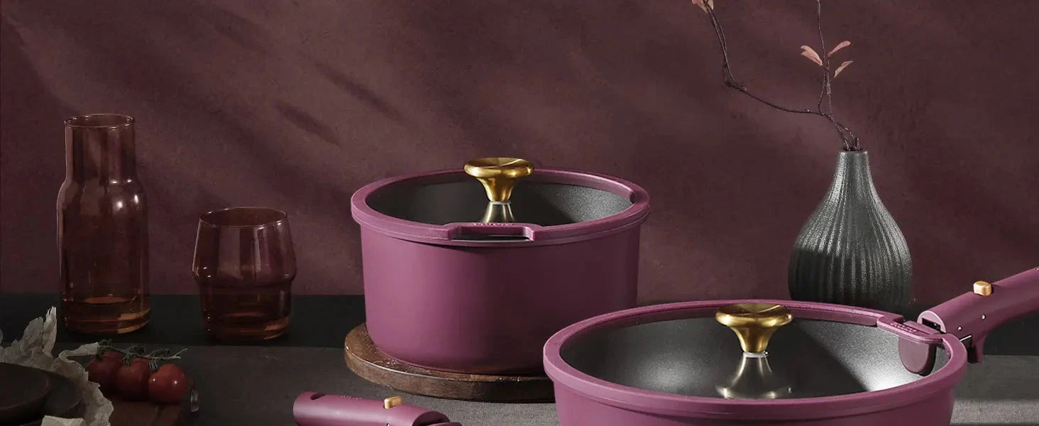 21pcs Pots and Pans Set, Nonstick Cookware Set Detachable Handle, Induction Ohberri