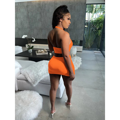 Short skirt sexy sleeveless hollow out dress Ohberri