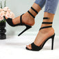 Strappy Gold Stilettos - Lace-Up Ankle Wrap Heels Ohberri