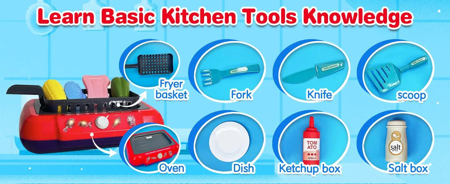 Color Changing Kids Food Fryer Pretend Play Set - Ohberri